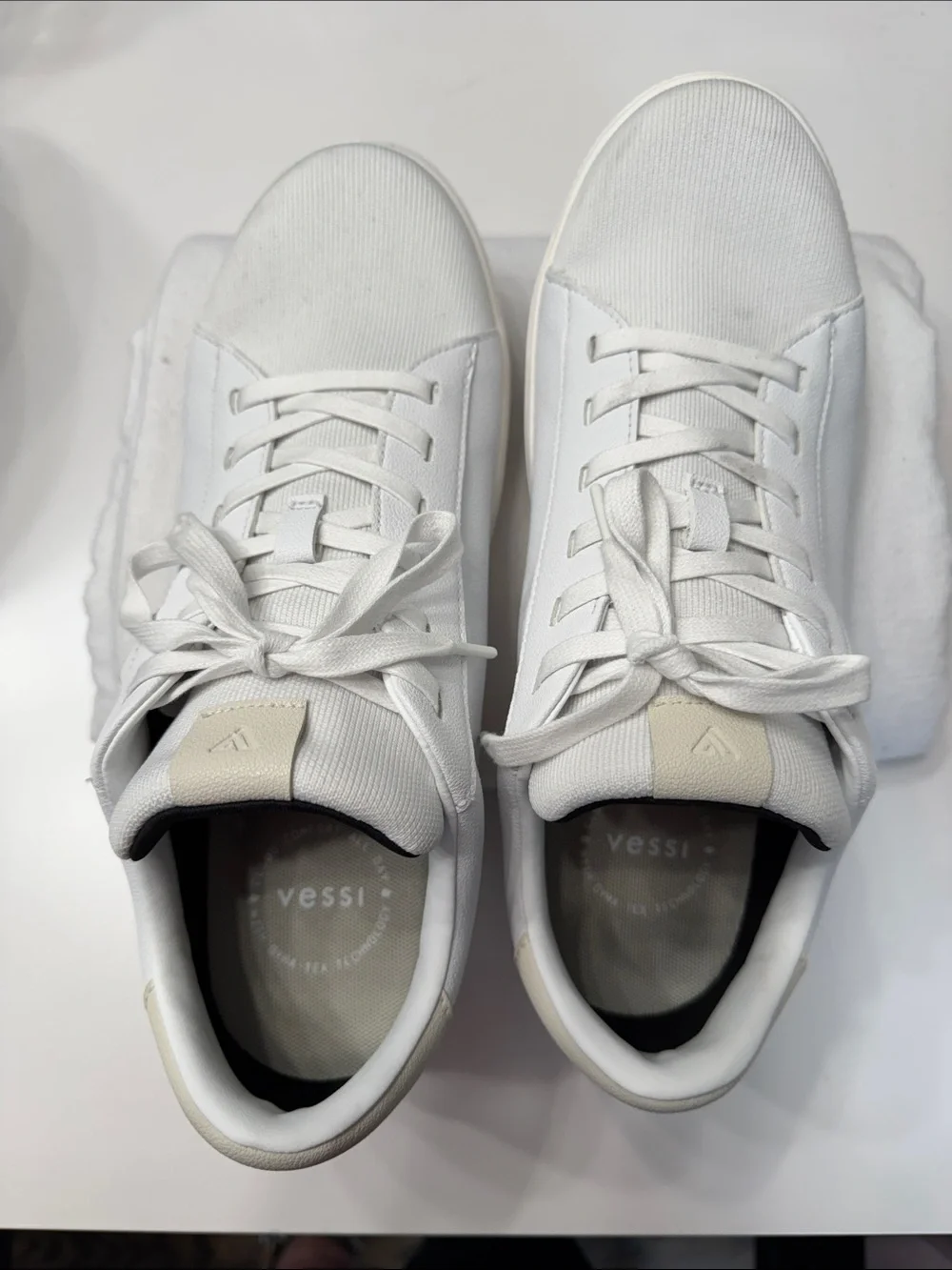 Vessi Women’s Soho White Sneakers with Cream Heel Tab